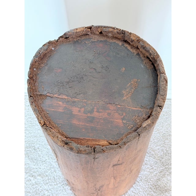 Rustic Hand Hollowed Tree Trunk Umbrella Stand For Sale - Image 9 of 11
