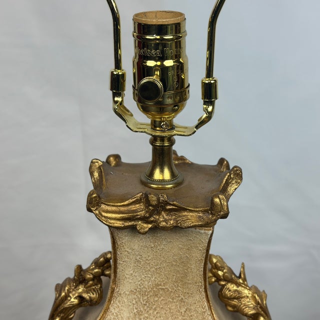 Signed Chelsea House French Style Table Lamp With Brass Crab Finial Three way standard brass bulb socket. 21.25” tall to...