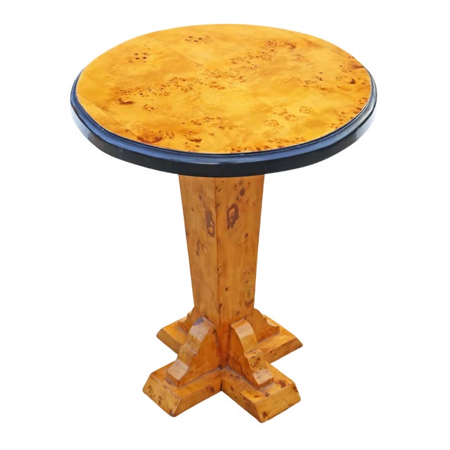 Late 20th Century Burr Yew Pedestal Lamp or Side Table, 1990s For Sale