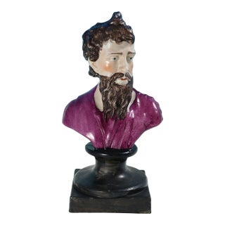 Victorian Staffordshire Pottery Bust of Plato For Sale