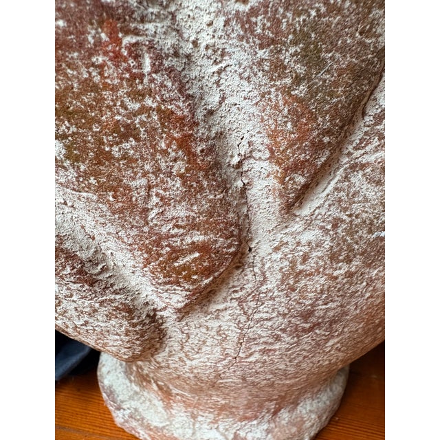 Large Hand-Thrown Terracotta Floor Jar With Artichoke Relief, Scroll Handles and Natural Whitewash Patina For Sale - Image 9 of 15