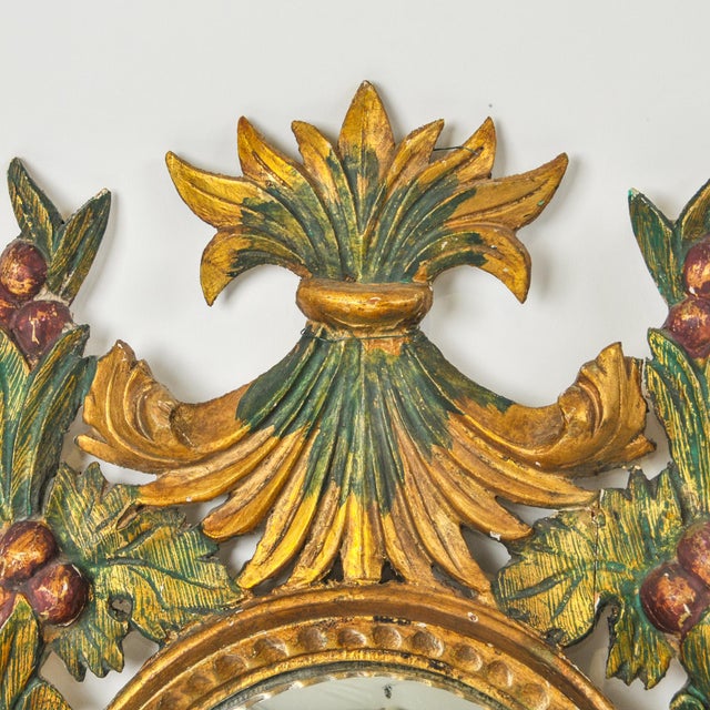 Late 19th Century Antique Gilded Wood Convex Wall Mirror 19th Century Italian For Sale - Image 5 of 16