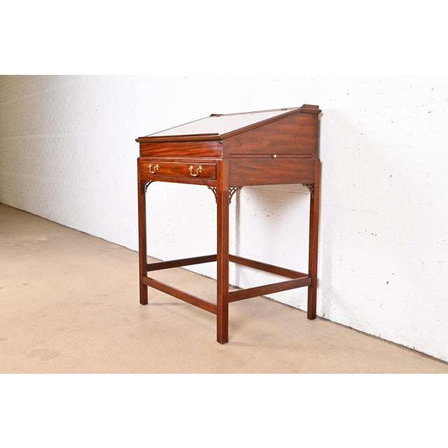 A gorgeous Georgian or Chippendale style slant front standing desk or architect's desk By Henkel Moore USA, Late 20th...