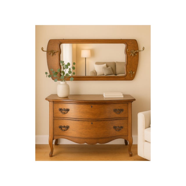 Antique Set Mirror and Two Drawer Dresser 18th Century For Sale - Image 11 of 11