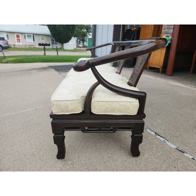 Chinoiserie Vintage 1960's Chinoiserie Custom Wood Sofa For Sale - Image 3 of 10