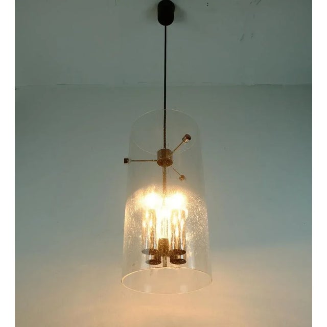 Glass Large Model 4399 Chandelier in Bladder Glass and Chromium from Limburg, 1970s For Sale - Image 7 of 10