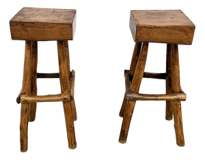 Brutalist Bar Stools, France, 1950s, Set of 2