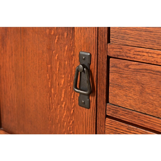 Brown Stickley Style Mission Oak Arts & Crafts Sideboard or Bar Cabinet For Sale - Image 8 of 15