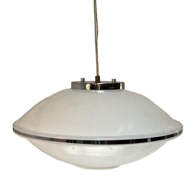 Vintage Space Age Italian Pendant Lamp in White Acrylic, 1970s For Sale - Image 4 of 11