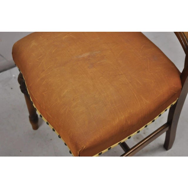 Early 20th Century Vintage Joerns Bros Art Deco Walnut Fan Back Vanity Side Chair For Sale - Image 5 of 10