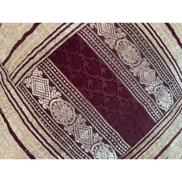 One-of-a-Kind Indian Silk Sari Brocade Pillow, Zari Embroidery, 1980 For Sale - Image 11 of 15