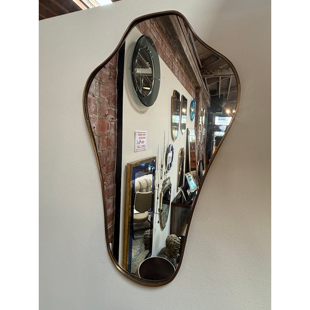 Italian Italian Freeform Brass Wall Mirror For Sale - Image 3 of 5