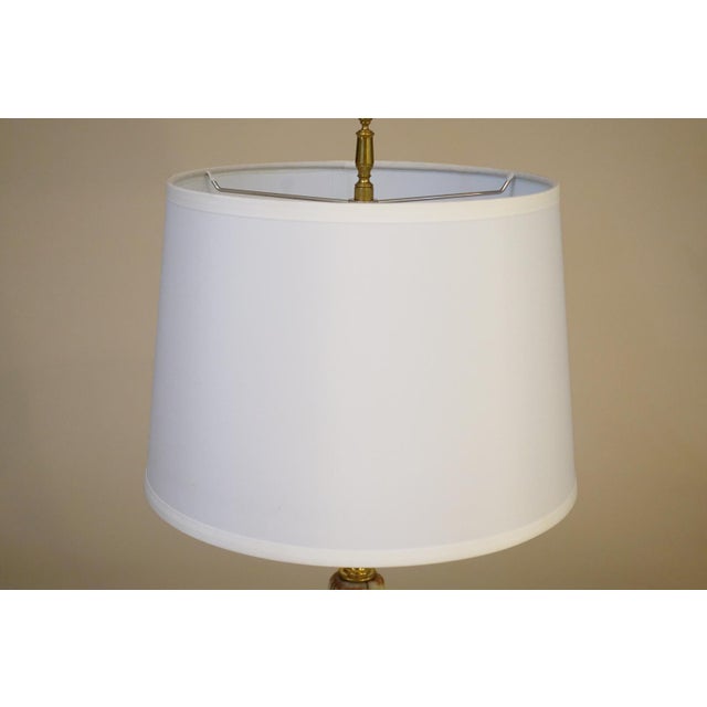 1930s French Art Deco Neoclassic Green Banded Onyx Marble Bronze/Brass Table Lamp For Sale - Image 9 of 10