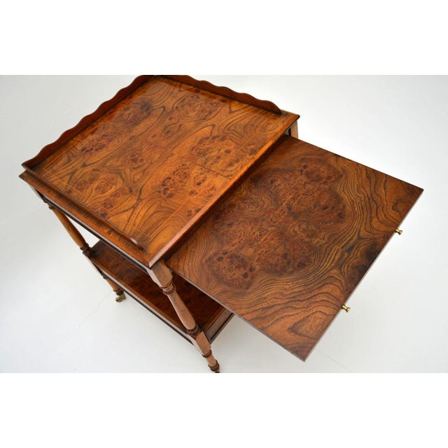 Brown Vintage Georgian Style Burr Elm Side Table, 1950 For Sale - Image 8 of 11