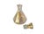 A set of nine midcentury shot glasses and decanter decorated with a gold flecked pattern in the manner of Dorothy Thorpe....