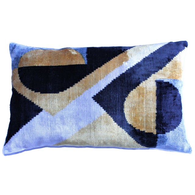Contemporary Velvet Ikat Pillow For Sale