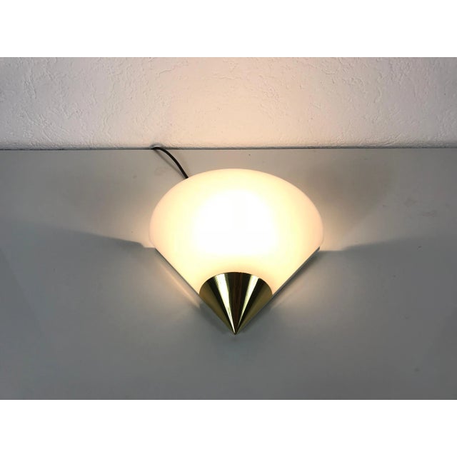 Metal 1970s Mid-Century Brass and Opaline Glass Wall Lamps by Limburg - Set of 3 For Sale - Image 7 of 13