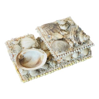 Reduced-Antique Sailors Valentines Sea Shell Match Box Collectible For Sale