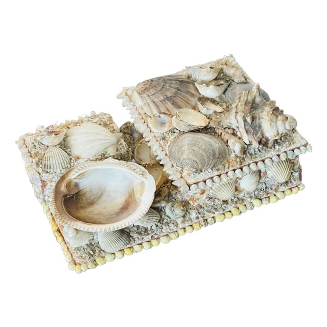 Reduced-Antique Sailors Valentines Sea Shell Match Box Collectible For Sale
