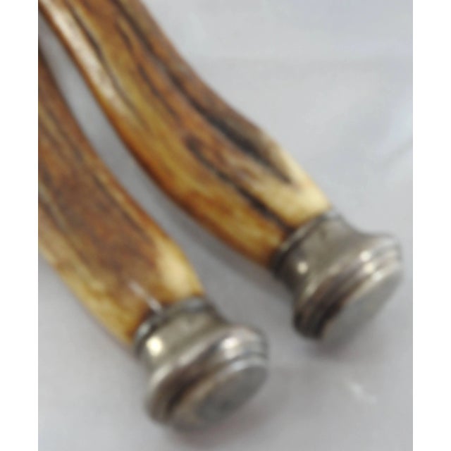 Traditional Vintage German Sterling Silver Tongs With Horn Handles For Sale - Image 3 of 10
