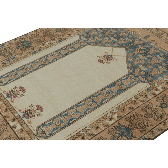 Rug & Kilim Rug & Kilim’s Distressed Style Rug With Mihrab Pattern and Beige Open Field For Sale - Image 4 of 8