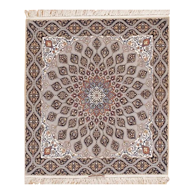 Pasargad Gray Persain Isfahan Silk & Wool For Sale