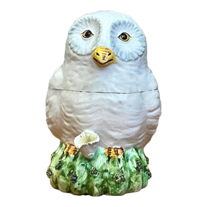 Vintage Italian Owl Ceramic Lidded Trinket Box