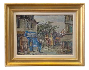 Harry Urban, Place Du Tertre Paris, 1950s, Oil on Wood