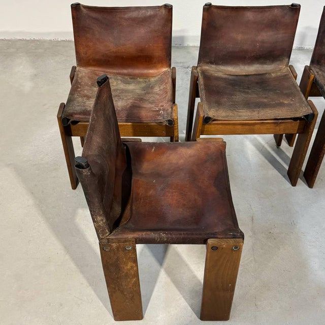 Brutalist Scarpa Monk Design Chairs, 1970s, Set of 6 For Sale - Image 3 of 13
