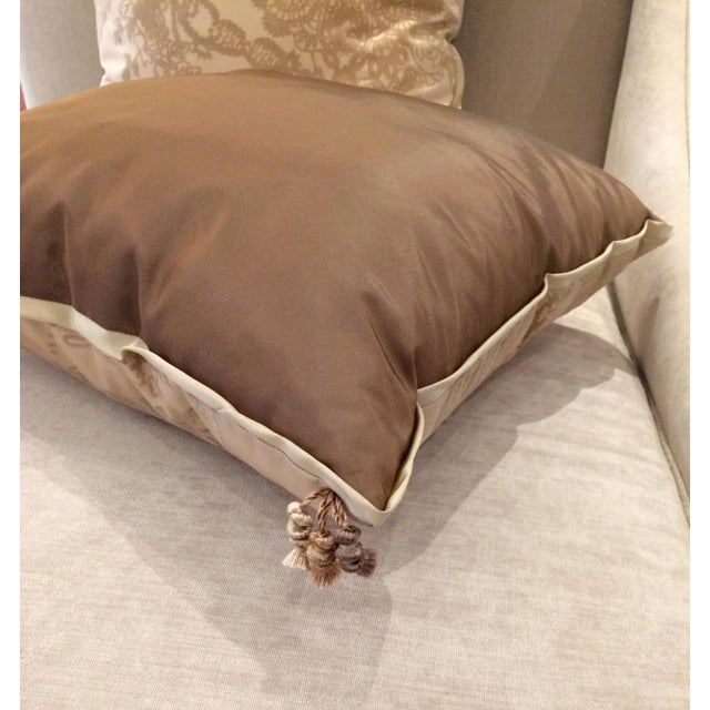 Cream Contemporary Cream Flocked Pillows - a Pair For Sale - Image 8 of 10