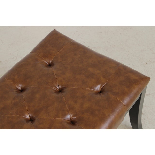 Animal Skin Safavieh Tufted Brown Leather Regency Window Bench For Sale - Image 7 of 16