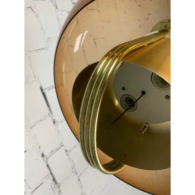 Metal Vintage Pendant Lamp in Smoked Brown Acrylic, 1970s For Sale - Image 7 of 11