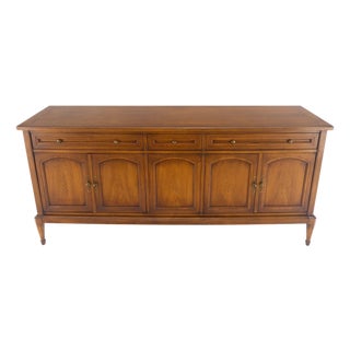 Fine Mid Century Light Walnut 5 Doors 3 Drawers Credenza Dresser Sideboard MINT For Sale