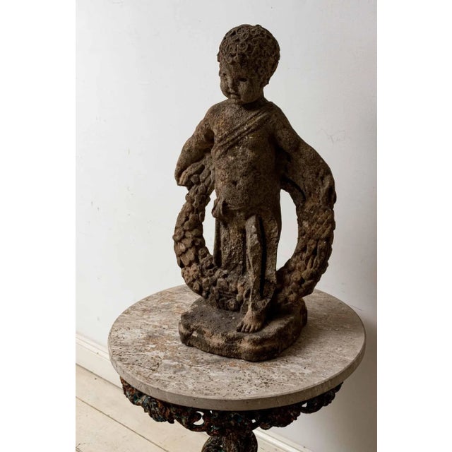 Ceramic 19th Century Stone Garden Angel For Sale - Image 7 of 7