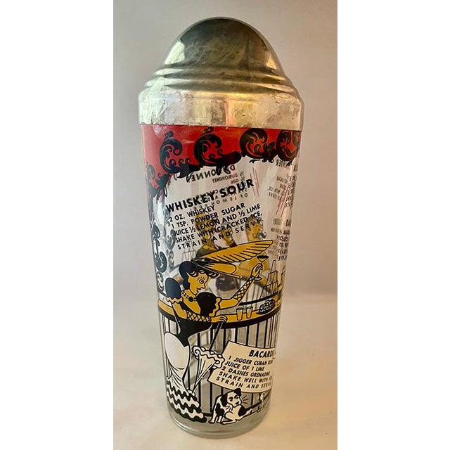 Mid 20th Century Hazel-Atlas "Gay '90s" Glass Cocktail Shaker With Recipes For Sale - Image 4 of 11