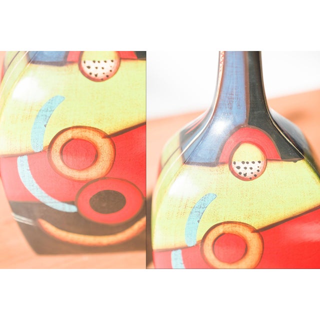 Ceramic Vintage Hand-Painted Terracotta Vases, 1970s, Set of 2 For Sale - Image 7 of 10