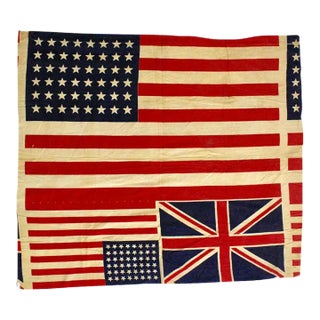 1940s Bolt of 48-Star American Flags With a Union Jack, Printed on Cotton For Sale