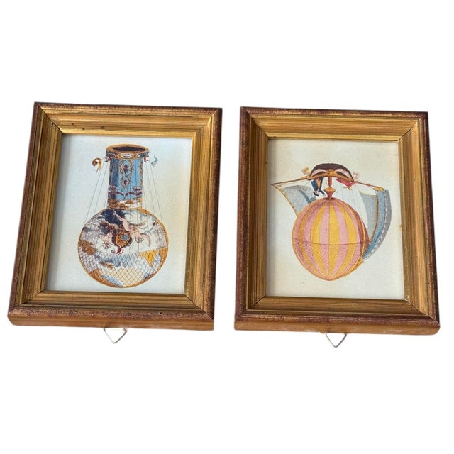 Mid 20th Century Framed Montgolfier Hot Air Balloon Art 1785 Prints - Set of 2 For Sale In Phoenix - Image 6 of 6