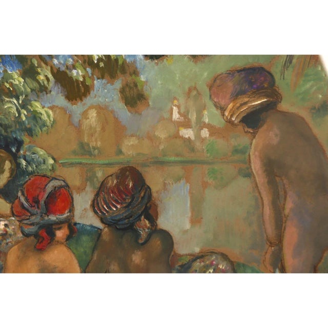 Paper Georges Henri Manzana Pissarro Les Baigneuses Oil on Board Artwork For Sale - Image 7 of 9