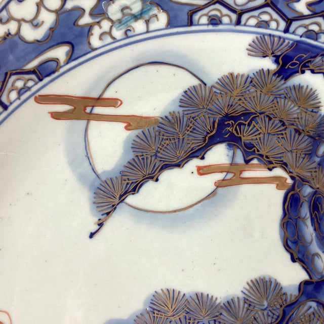 Ceramic Antique Large Kakiemon Style Fuku Mark Japanese Porcelain Platter, 15 3/4" W For Sale - Image 7 of 11
