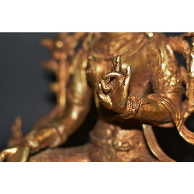 Green Tara Tibetan Gilt Bronze 12" For Sale - Image 10 of 12