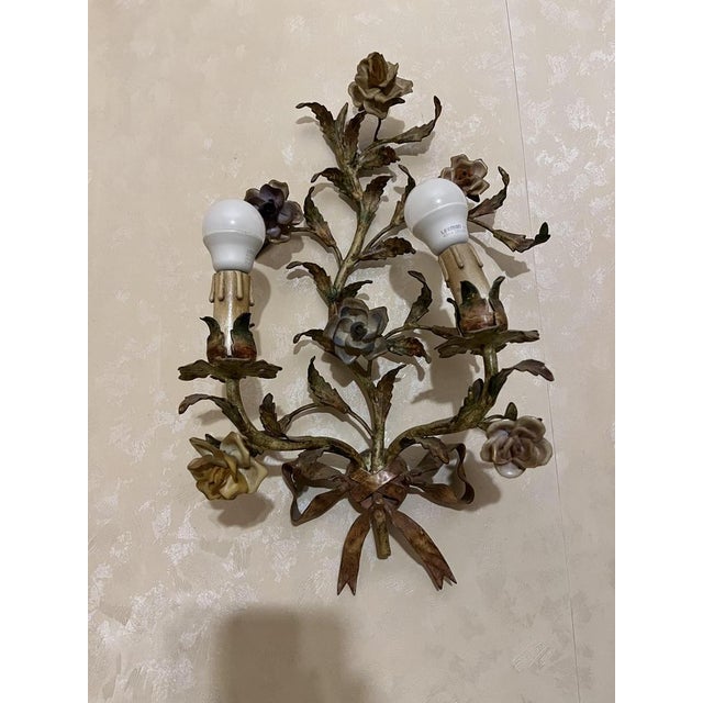 Baroque Golden Console with Wall Lamps, 1900, Set of 3 For Sale - Image 6 of 18