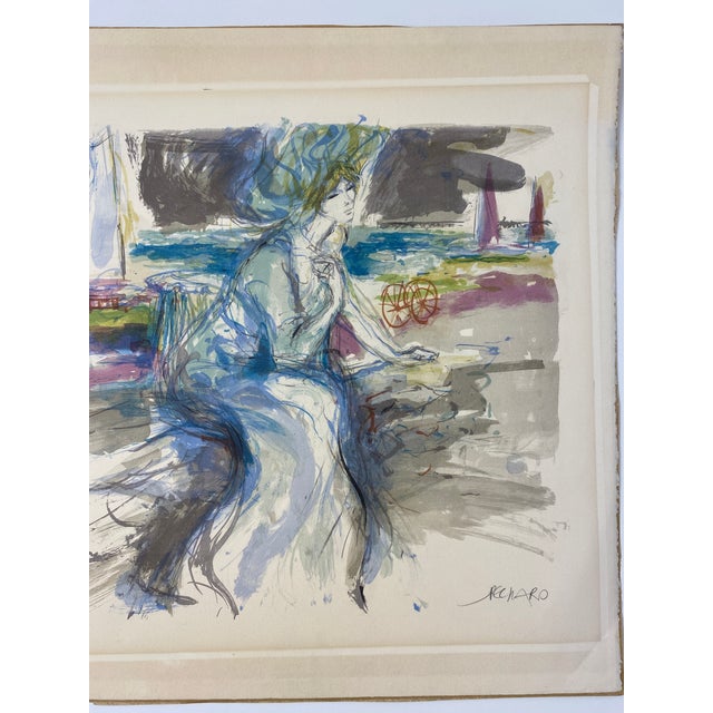Late 20th Century Jacques Pecnard Signed Limited Edition Modern Lithograph, Seated Figure by the Sea, 77/80 For Sale - Image 5 of 8