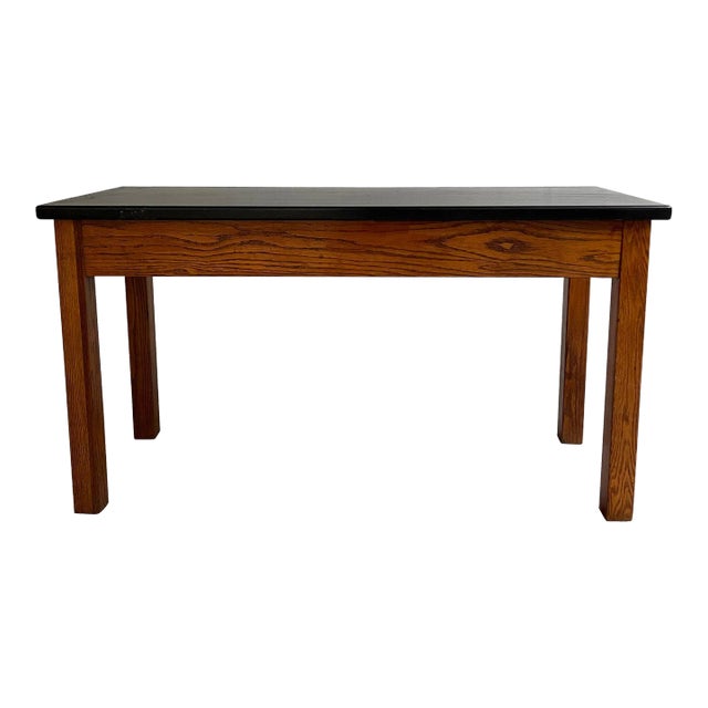 Mid 20th Century Industrial Oak Laboratory Console Table For Sale