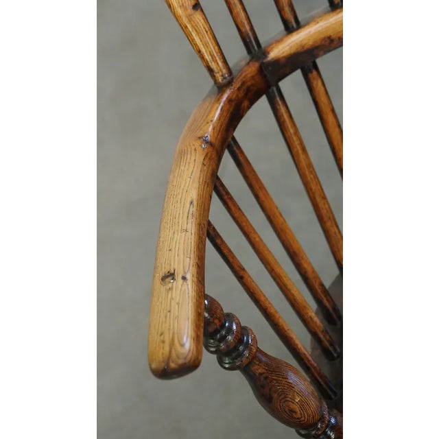 Wood English Highback Windsor Chair For Sale - Image 7 of 12