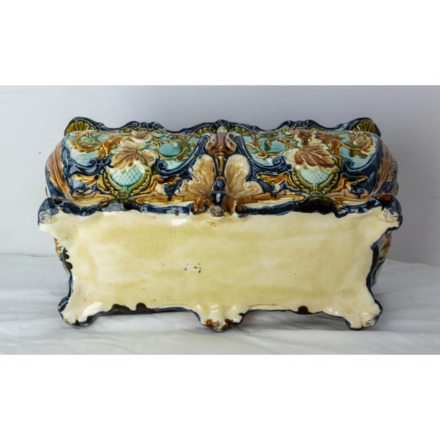 Ceramic Art Nouveau Griffon Barbotine Jardiniere, 1900s For Sale - Image 7 of 8