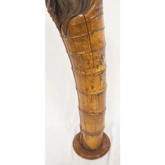 Chinoiserie Mid-Century Chinese Chinoiserie Carved Bamboo Figure of Shou Lao For Sale - Image 3 of 11