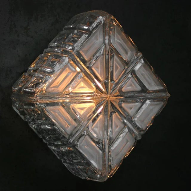 Metal Mid-Century Modern Clear and Mat Glass Sconce For Sale - Image 7 of 12