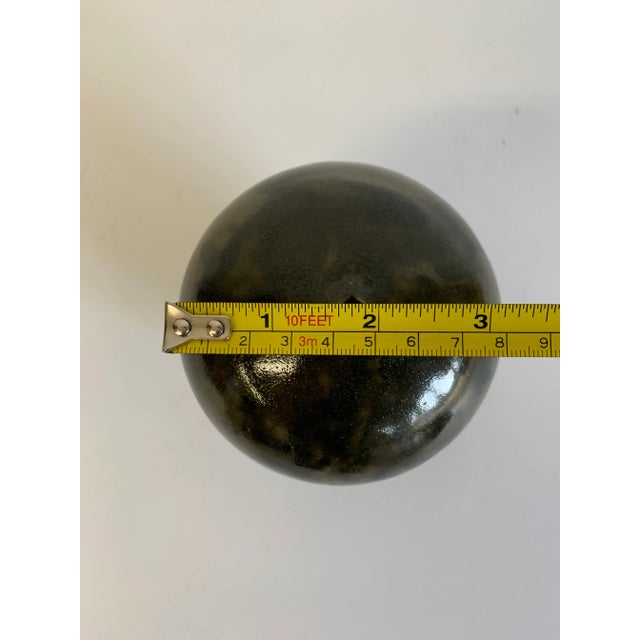Mid-Century Modern Green Brown Glaze Ceramic Weedpot For Sale - Image 9 of 10