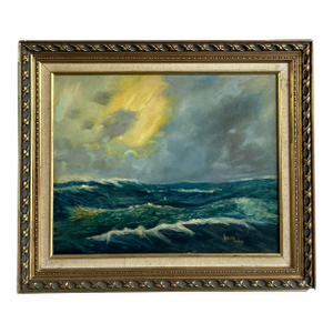Vintage Coastal Original Seascape Oil on Canvas
